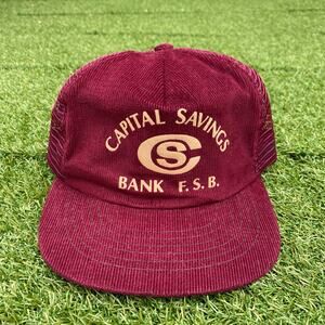 Capital Savings Bank 1990's Corduroy Vintage Snapback Hat